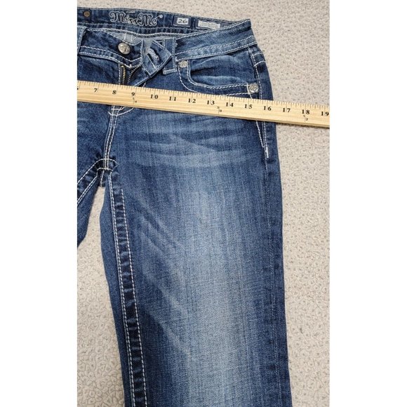 Miss Me Womens Blue Denim Easy Cropped Jeans Embellished Low Rise Size 26 - Picture 6 of 12